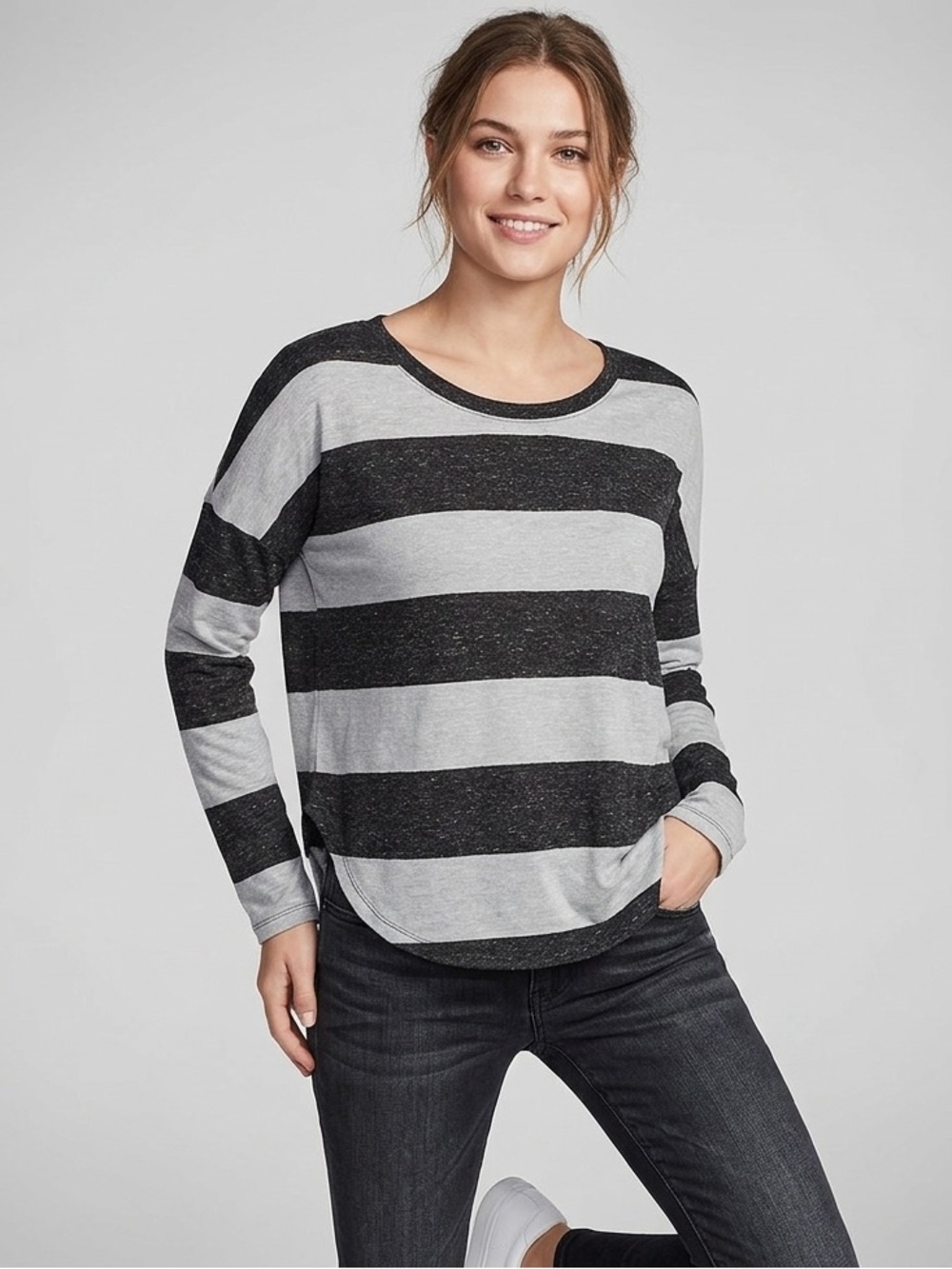 Victoria’s Secret Casual Preppy Striped Lightweight 3/4 Sleeve Shirt Size Small - Picture 1 of 7